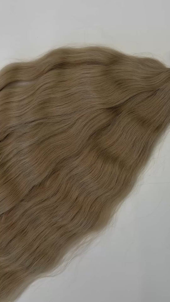 Shade No. 4 natural wavy K-tip hair extensions by Maven & Mane, view 2
